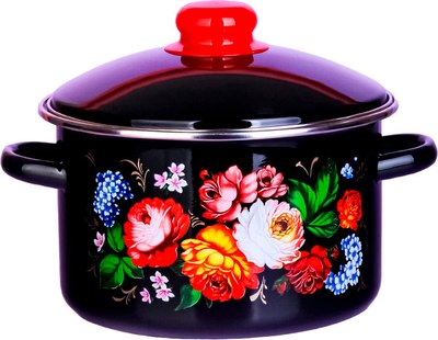 Кастрюля ЭСТЕТ Жостовские мотивы / ЭТ-75041 - фото