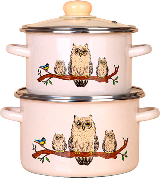 Набор кастрюль ЭСТЕТ Совы / ЭТ-75129С - фото