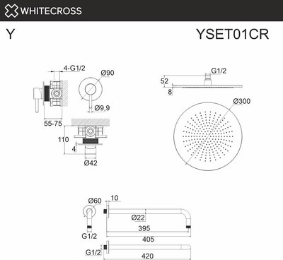 Душевая система со смесителем Whitecross Y YSET01BL