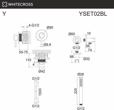 Душевой гарнитур со смесителем Whitecross Y YSET02CR