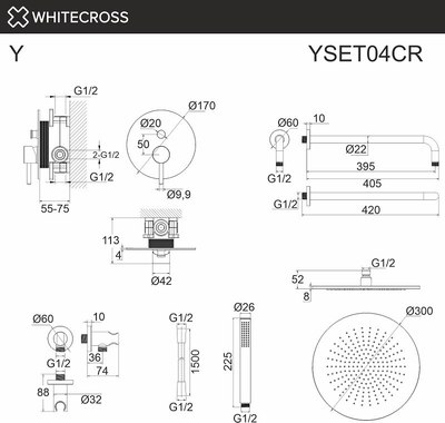 Душевая система со смесителем Whitecross Y YSET04GLB