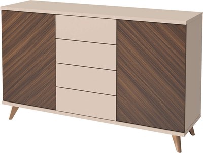 Тумба Stolline Хармони 2 двери 4 ящика / 468.07 (бежевый/древесный) - фото