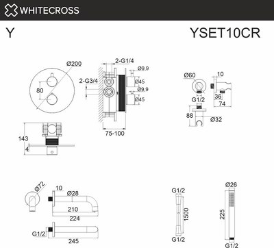 Душевая система со смесителем Whitecross Y YSET10GL