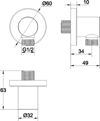 Подключение для душевого шланга Whitecross Y1008NIB
