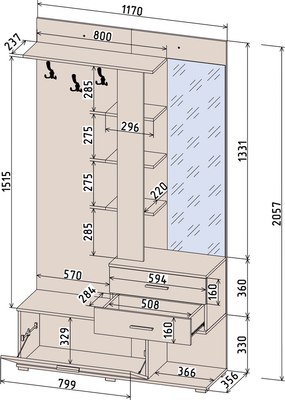 Секция в прихожую Интерлиния Вита-1