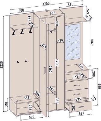 Секция в прихожую Интерлиния Вита-4