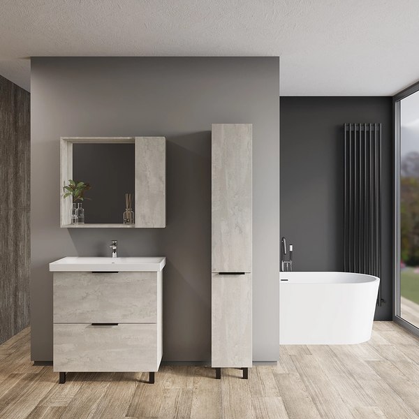 Шкаф с зеркалом для ванной Viant Берлин 80 / VBER80C-ZSH