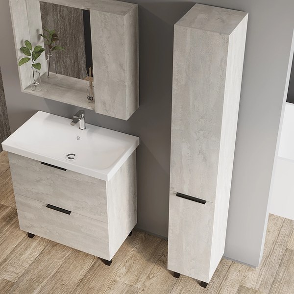 Шкаф с зеркалом для ванной Viant Берлин 80 / VBER80C-ZSH