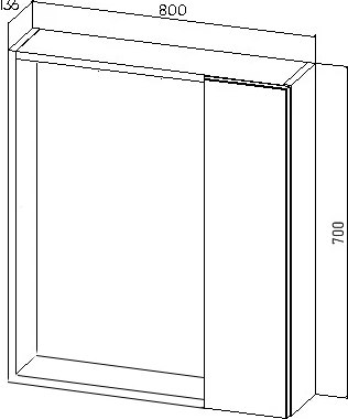 Шкаф с зеркалом для ванной Viant Берлин 80 / VBER80C-ZSH