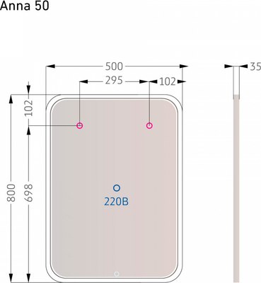 Зеркало Alavann Anna 50