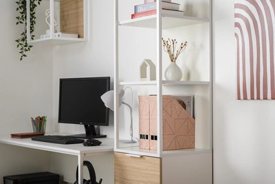 Стеллаж Mobi Марвэл 16.426 (белый PE шагрень/сатин 7045 SU/плэйн)