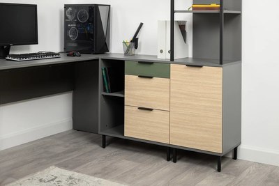 Стеллаж Mobi Марвэл 16.426 (темно-серый U2601/сатин 7045 SU/плэйн)