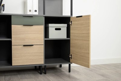 Стеллаж Mobi Марвэл 16.426 (темно-серый U2601/сатин 7045 SU/плэйн)