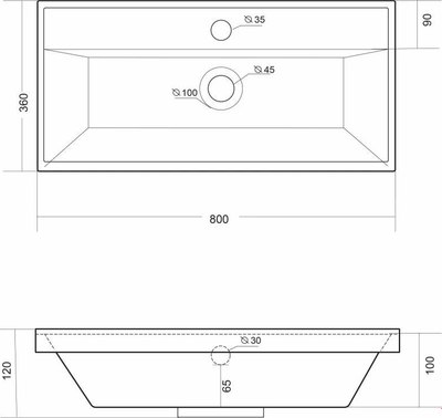Умывальник Madera Classica Slim 80x36