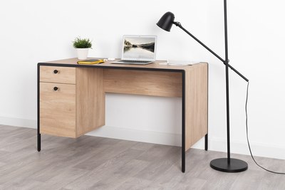 Письменный стол Mobi Брюс 12.157 (Battle rock FSC Santiago/ель карпатская 203-6 ПВХ/черный)