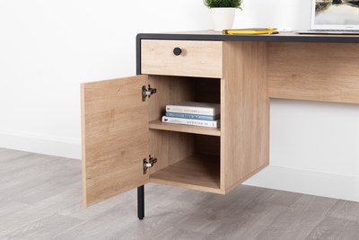 Письменный стол Mobi Брюс 12.157 (Battle rock FSC Santiago/ель карпатская 203-6 ПВХ/черный)