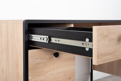 Письменный стол Mobi Брюс 12.157 (Battle rock FSC Santiago/ель карпатская 203-6 ПВХ/черный)