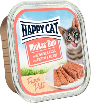 Влажный корм для кошек Happy Cat Minkas Duo Паштет из птицы и лосося - фото