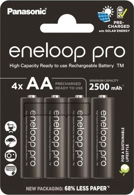 Комплект аккумуляторов Panasonic Eneloop Pro AA 2500 4BP / BK-3HCDE/4CP - фото