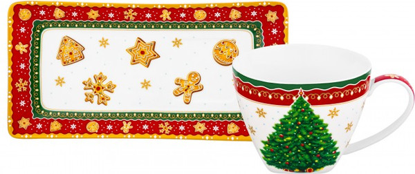 Чашка с блюдцем Elan Gallery Новогодняя елка / 420697