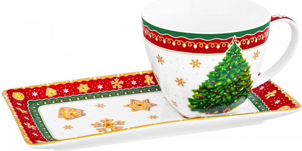 Чашка с блюдцем Elan Gallery Новогодняя елка / 420697