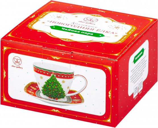 Чашка с блюдцем Elan Gallery Новогодняя елка / 420733