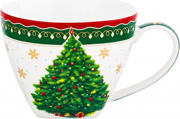 Чашка с блюдцем Elan Gallery Новогодняя елка / 420734