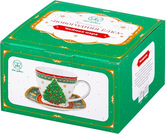 Чашка с блюдцем Elan Gallery Новогодняя елка / 420734