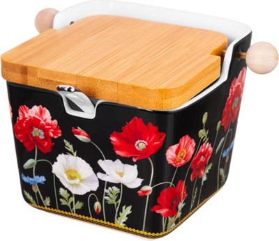 Емкость для хранения Elan Gallery Маки на черном / 420638  - фото