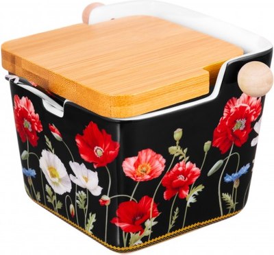 Емкость для хранения Elan Gallery Маки на черном / 420638 