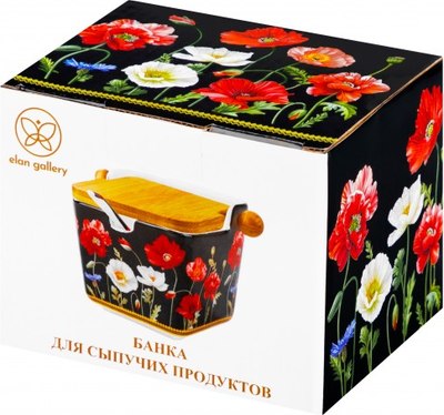 Емкость для хранения Elan Gallery Маки на черном / 420638 