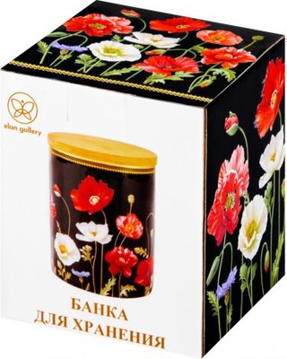 Емкость для хранения Elan Gallery Маки на черном / 420661