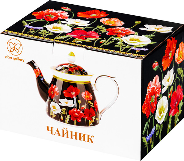 Заварочный чайник Elan Gallery Маки на черном / 420666