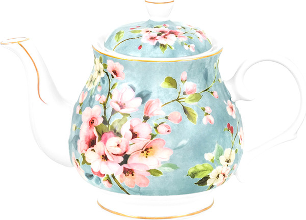 Заварочный чайник Elan Gallery Яблоневый цвет на голубом / 420571 - фото