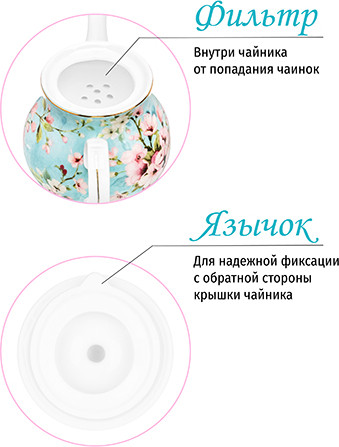 Заварочный чайник Elan Gallery Яблоневый цвет на голубом / 420571