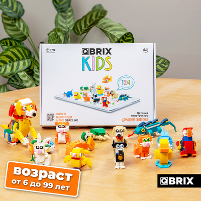 Конструктор QBRIX Kids Домашние животные 12в1 30032