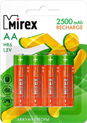 Комплект аккумуляторов Mirex HR6 2500mAh / HR6-25-E4 - фото