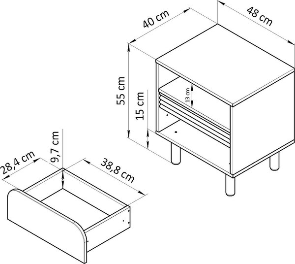 Прикроватная тумба Dipriz Ola 1 ящ / Д.1415.1