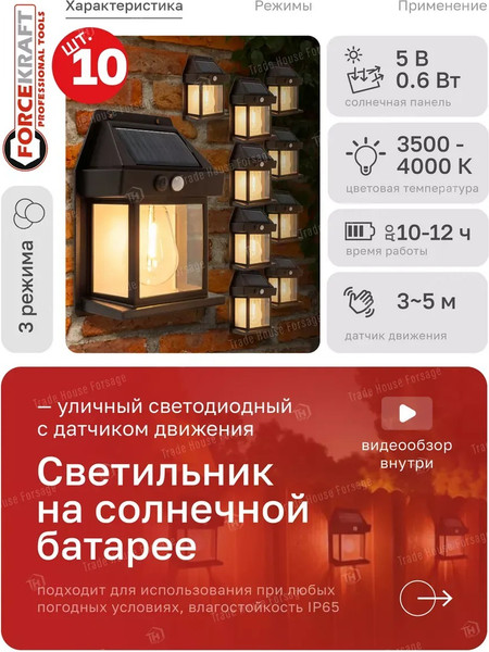 Светильник уличный ForceKraft FK-WL6009