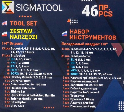 Универсальный набор инструментов Sigmatool 2462-5