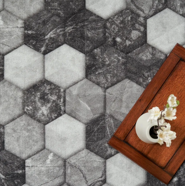 Коврик Shahintex Icarpet Print антискользящий 128 Соты Мрамор 80x120 / 840113