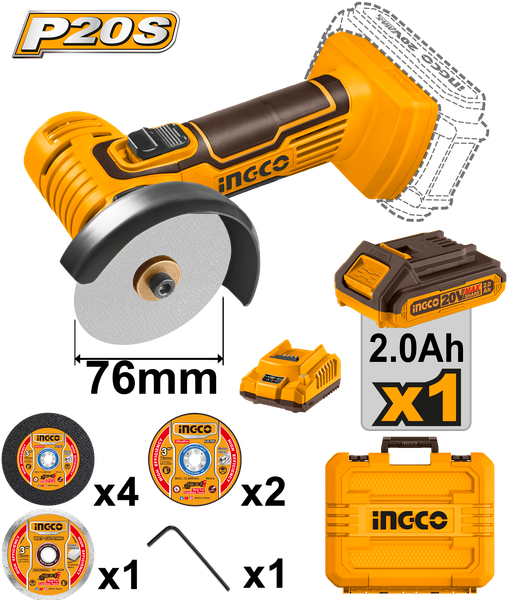 Угловая шлифовальная машина INGCO Аккумуляторная CAGLI76012