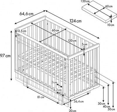Детская кроватка Polini Kids Simple 341 с маятником / 0003167-11