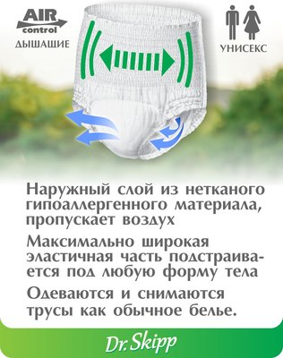 Трусы впитывающие для взрослых Dr.Skipp Standard M-2