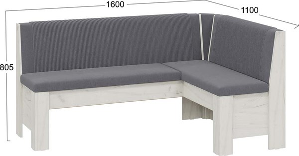 Уголок кухонный мягкий ТриЯ Ганновер (дуб крафт белый/микровелюр Linea Grande 83/Connect 83 серый)