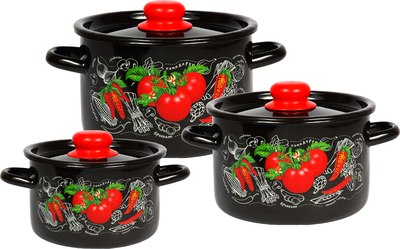 Набор кастрюль СтальЭмаль Помидорки 1с144 - фото