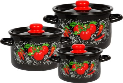 Набор кастрюль СтальЭмаль Помидорки 1с144