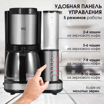 Капельная кофеварка BQ CM7002 (сталь/черный)