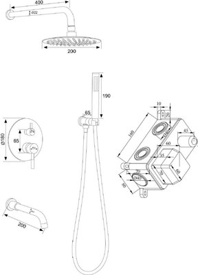 Душевая система РМС SUS129BL-1S