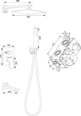 Душевая система со смесителем РМС SUS129BL-2S